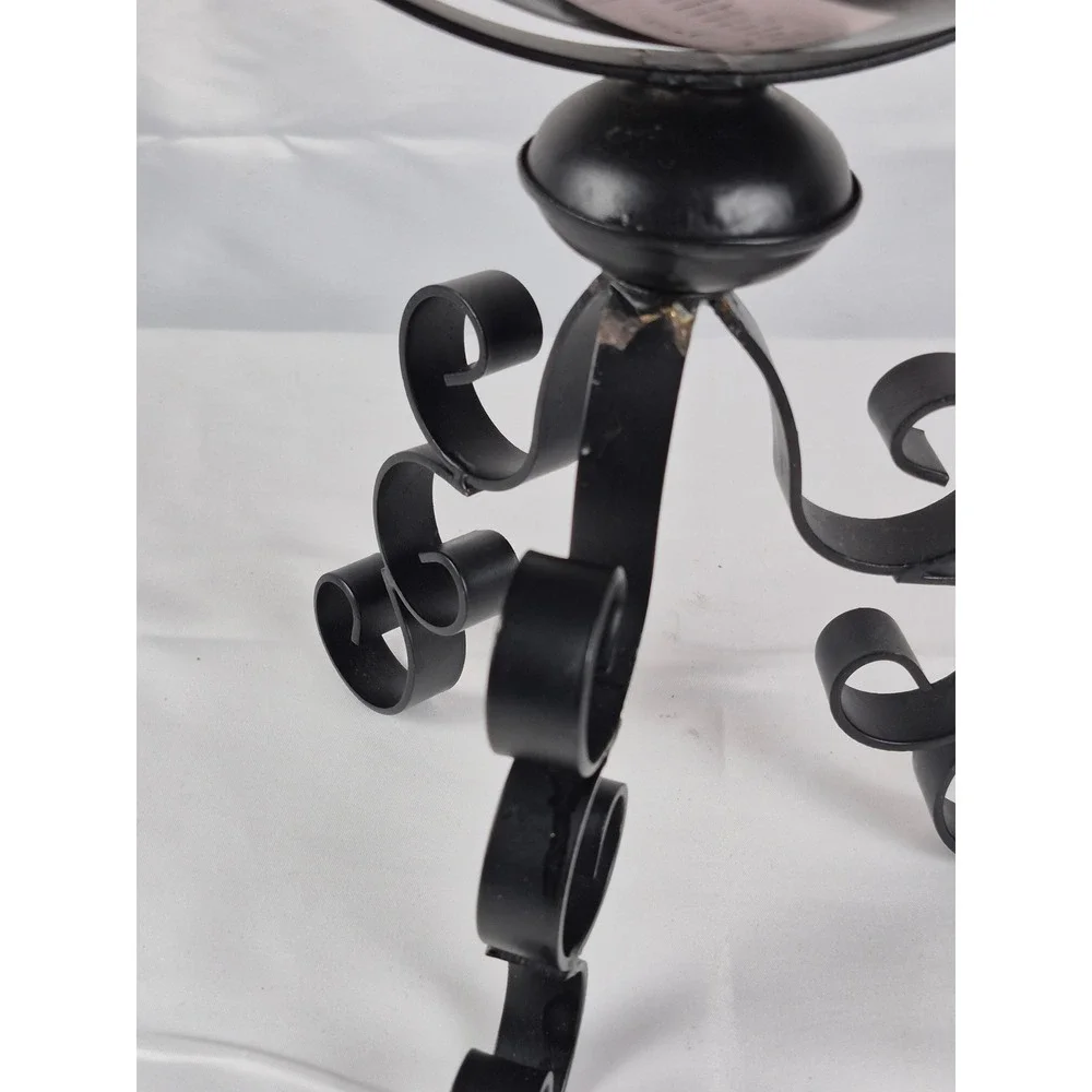 Vintage Tilted Black Ocean Globe USSR Yugoslavia Serbia Wrought Iron Stand 16